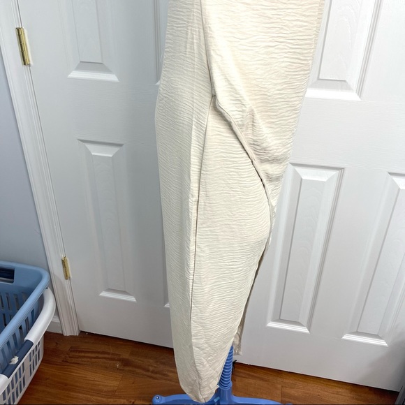 SHEIN long wrap rippled dress LIGHT NATURAL STONE sleeveless casual wear S - Picture 4 of 11